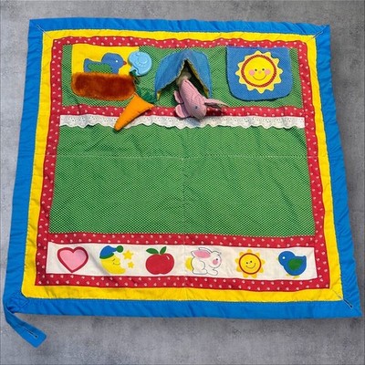Vtg 80s 1985 Playskool Baby Fold N Go Play Activity Quilt Blanket with HTF Bunny