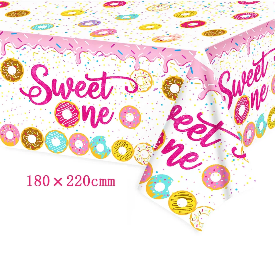 hanviync 3pcs Sweet One Donut Party Tablecloth Donut 1st Party Decorations,1 ... - Image 3 of 4