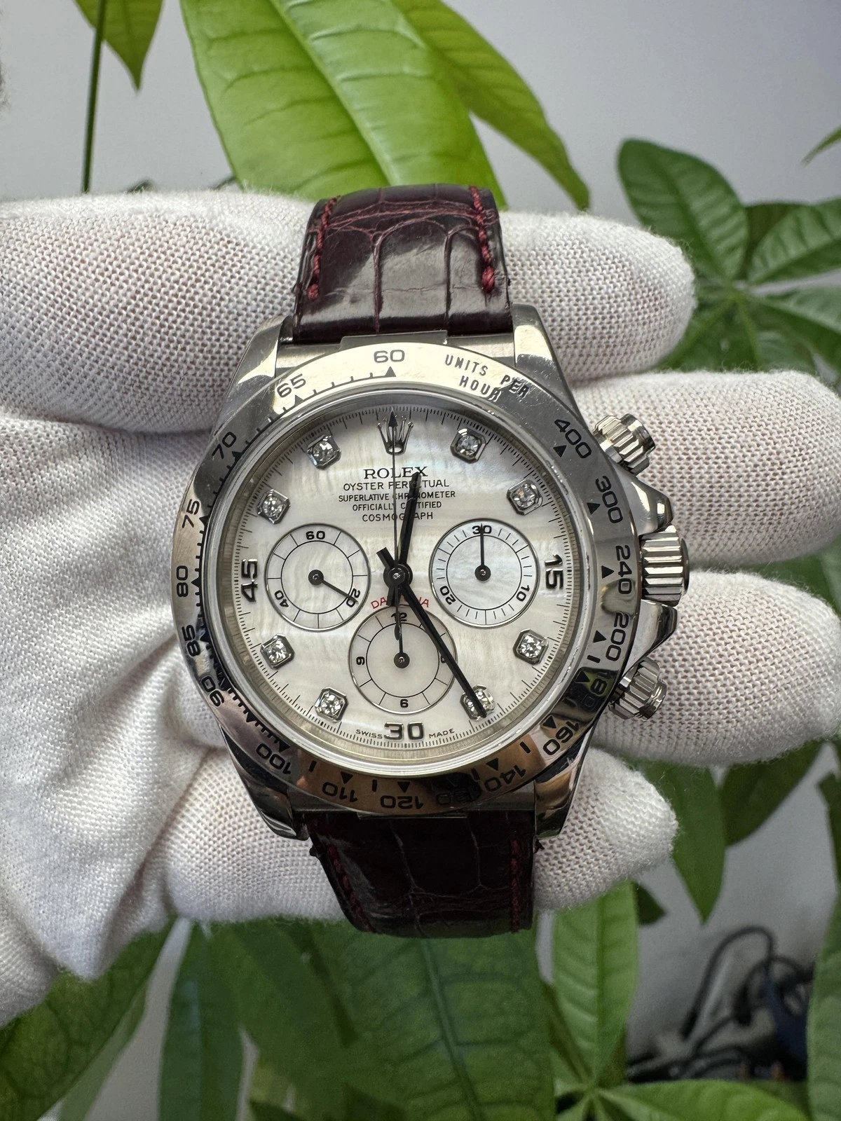 Zenith — Rolex Daytona 16519 'Zenith' 18K White Gold MOP Diamond W/Papers