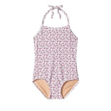 Tooby Doo Girls One Piece Swimsuit Flamingo Print White/Red Size 9-10