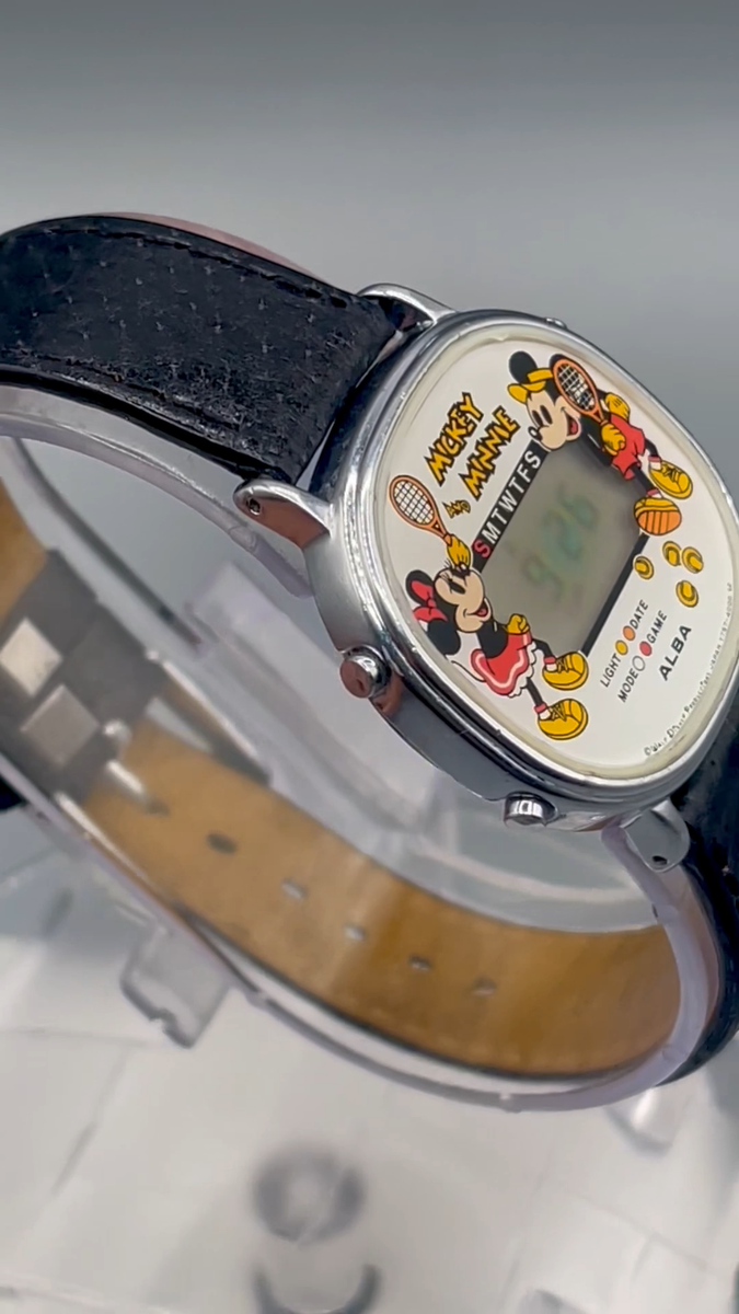 ALBA Mickey & Minnie Tennis Game Watch Y757-4000 Disney Digital
