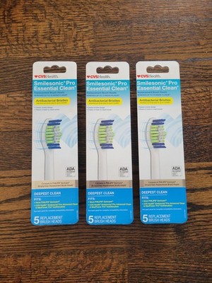Smilesonic Pro Essential Clean Antibacterial Replacement Brush Heads CVS 3 Packs