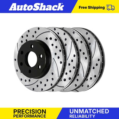 Front and Rear Drilled Brake Rotors Black Set of 4 for GMC Sierra 1500 Classic