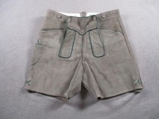 Lederhosen Shorts Mens Small 40 Gray Suede Leather Bavarian Trachten Austria