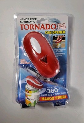 Tornado F4 Can Opener Hands Free Battery Operated Automatic Red Seen On TV New