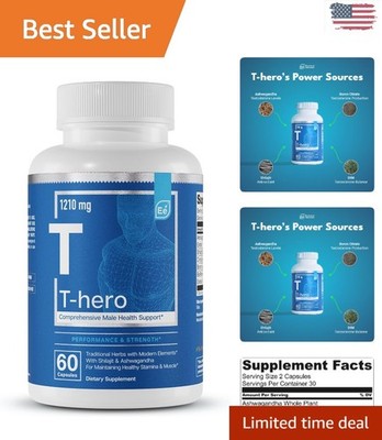 Elevate Your Energy with T-Hero Testosterone Support - 60 Capsules of Drive