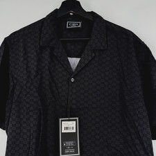 NEW Casa Moda Couture Mens Black Monogram Woven Camp Shirt Medium NWT