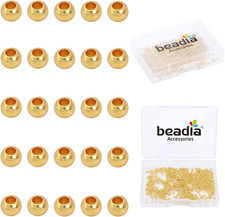 14K Gold Plated round Spacer Beads 2Mm 600Pcs for Jewelry Making Findings Non Ta