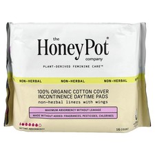 100 Organic Cotton Cover Incontinence Daytime Pads, 16 Count