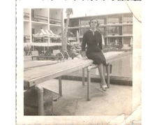 1950s Chic Woman on Diving Board Photograph Palm Beach Style & Sunbathed Leisure