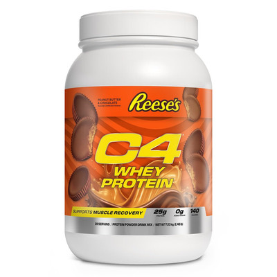 C4 Whey Protein Powder Reeses Peanut Butter Chocolate - 25G Protein 0G Added
