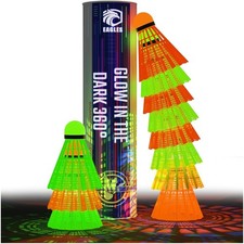EAGLES Glow in The Dark Badminton Shuttlecocks - 5 or 10 Pack Lighting Birdies,