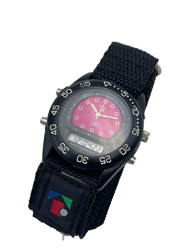 Watch TIME FORCE Ana Digi Chrono Multifunction Vintage Unisex Rubber Black Nylo - Picture 2 of 4