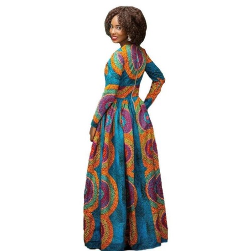 Women Clothing 2024 New Fashion African Dress Female Geometric Print Clothes Lon - Picture 11 of 13