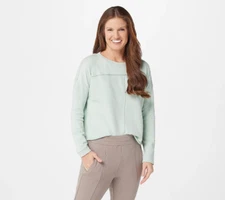 Peace Love World Frnch Trry Swetshrt w/Raw Edge Detl-August Mist-XXS NEW A374879