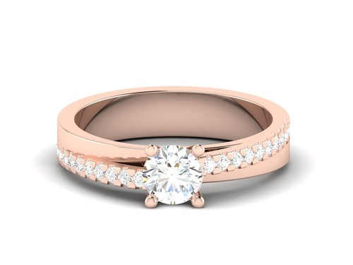 Diamond Women's Ring GCI IGI Certified Lab Grown Round 0.70 Ct 14k Rose Gold 7 8 - Picture 2 of 7