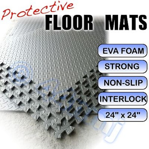 12mm Home Gym Anti Fatigue Flooring Tiles Mats LIGHT GREY 144