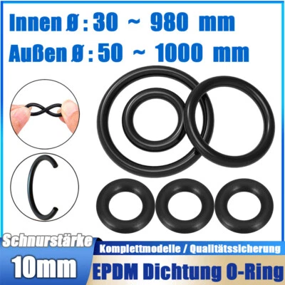 GOO BETTER Groß Dichtung O-Ring 50-1000mm Schnurstärke 10mm EPDM 70 Dichtungsring Gummiring