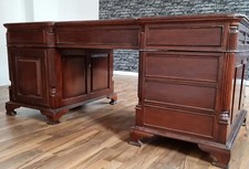 SCHREIBTISCH DOPPELSEITIG TISCH PARTNERDESK 180 X 90 HOLZ NUSSBAUMTON