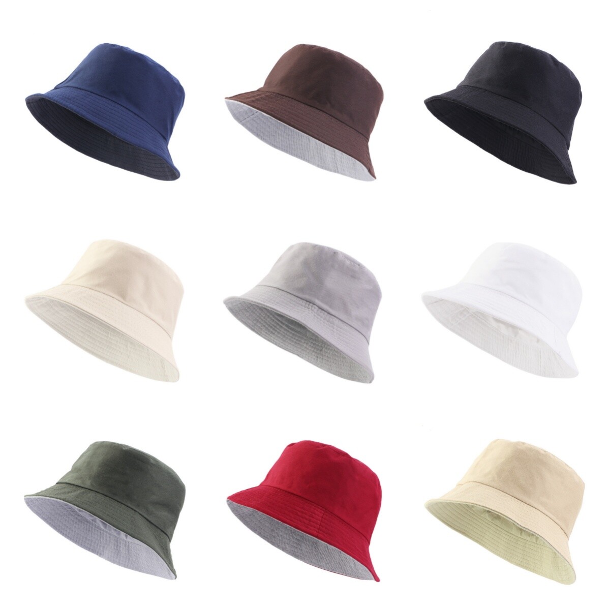 Double-Sided Solid Color Bucket Hat for Summer Travel and Outdoor Sun Protection-image
