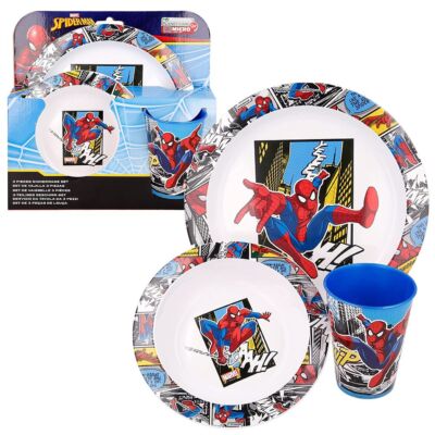 Geschirr-Frühstück-Set | Marvel Spiderman | 3-teilig | Teller, Schüssel & Becher