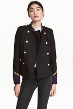H&m Double Breasted Military Jacket - Black / Navy / Gold - 4us