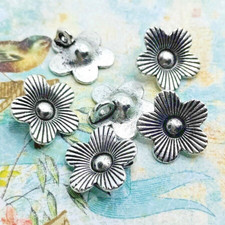 10 pieces - Antique Silver Flowers Tibetan Silver Charms Pendants Dangle W337