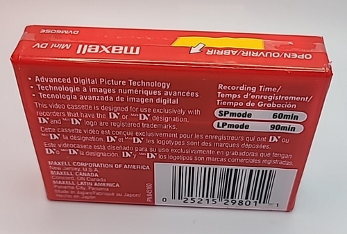 Maxell Mini DV 60 min bande vierge DVM60SE neuf scellé caméra caméscope 90 min LP - Photo 2 sur 6