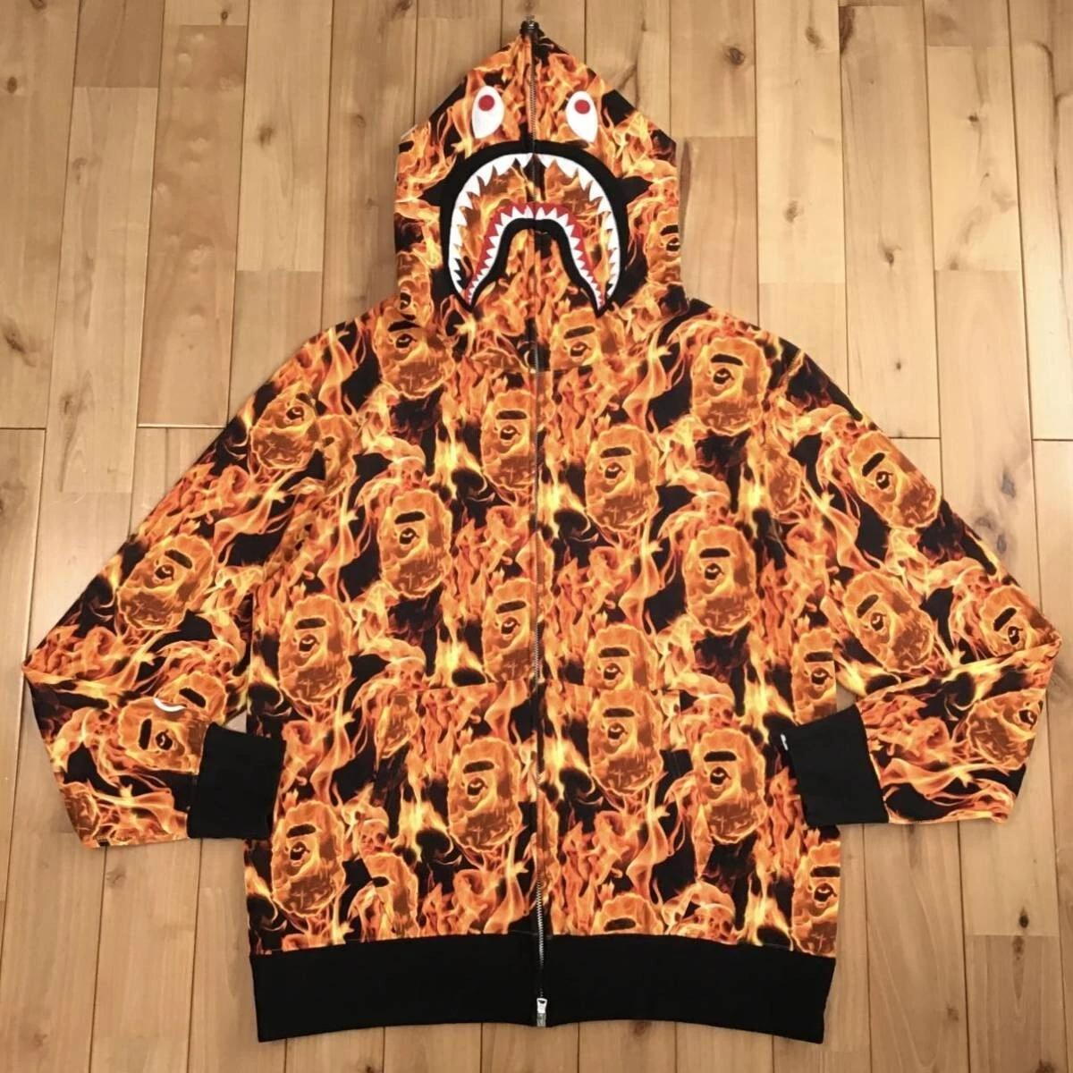 BAPE flame shark full zip hoodie a bathing ape Fire Size XL