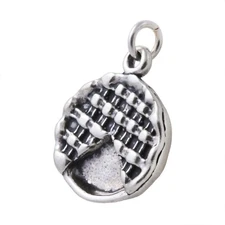 Heavy Apple Pie Dessert 3D 925 Solid Sterling Silver Charm Pendant MADE IN USA