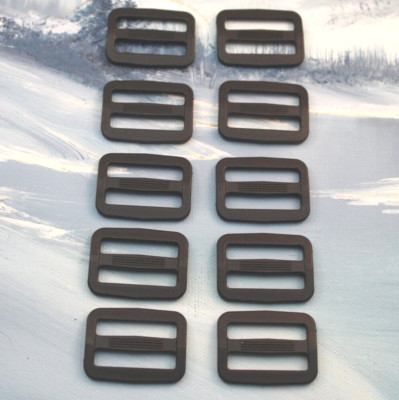 BLACK  1'' WEBBING SLIDES ~ ADJUSTERS ~ TRI-GLIDES ~ STANDARD DUTY ~ 10 Pack