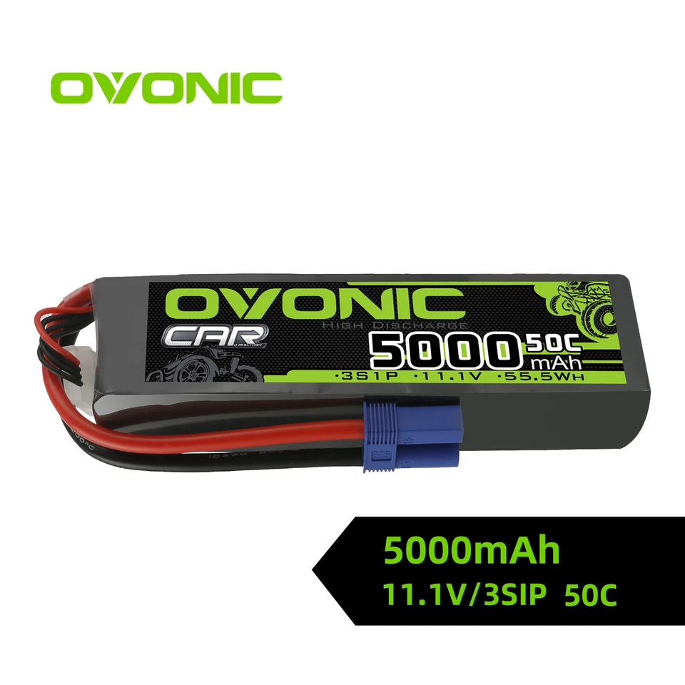 2x Ovonic 11.1V 50C 5000mAh 3S LiPo Akku EC5 für RC Auto Arrma 1/10 Monster LKW - Bild 2 von 4