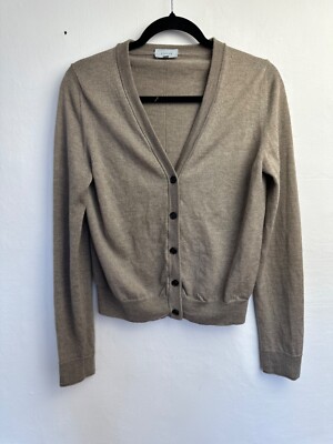 Jigsaw Women's Cardigan M Brown 100% Wool V-Neck Cardigan