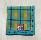 MEN KENZO HANDKERCHIEF COTTON GEOMETRIC ART-CLASSIC GREEN POCKET SQUARE 18"