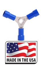 25 16-14 GA. 3 WAY BLUE VINYL BUTT WIRE CONNECTOR TERMINAL Gauge MADE IN USA