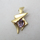 Heavy 14K Yellow Gold Amethyst Geometric Pendant [P59] — photo 1