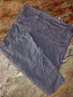 1 IKEA Gray Linen Puderviva Pillowcase Hand Ties 30x19''