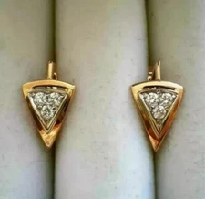 0.80 CT Round Cut Moissanite Huggie Hoop Women's Earrings 14k Yellow Gold Plated