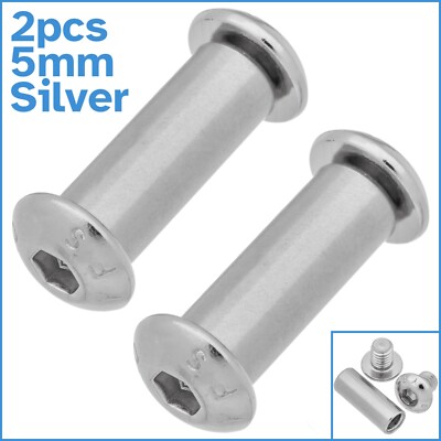 2pcs 5mm Silver Pan Head Screw Rivet Knife Making Handle Bolt Hex Fastener Shaft