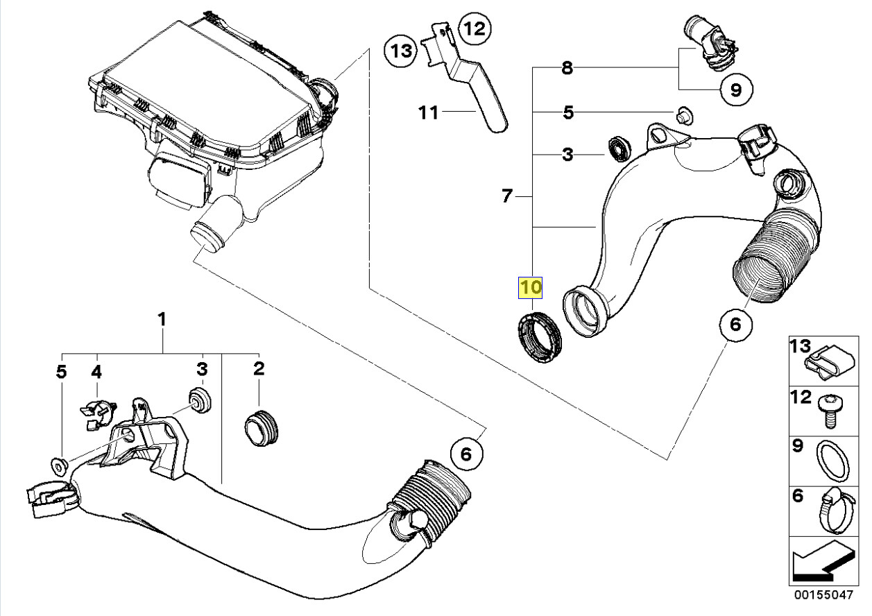 BMW Air Box Cleaner Intake Hose Pipe Seal Gasket Ring 13717568029