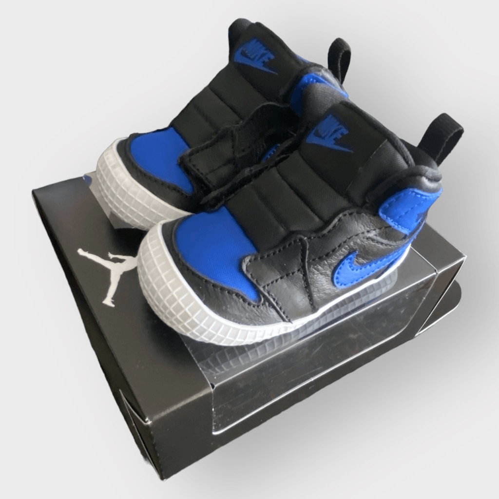 PONY Sneaker Nike Air Jordan 1 Crib Booties Royal Black AT3745 007 neonato taglia 3C nuove