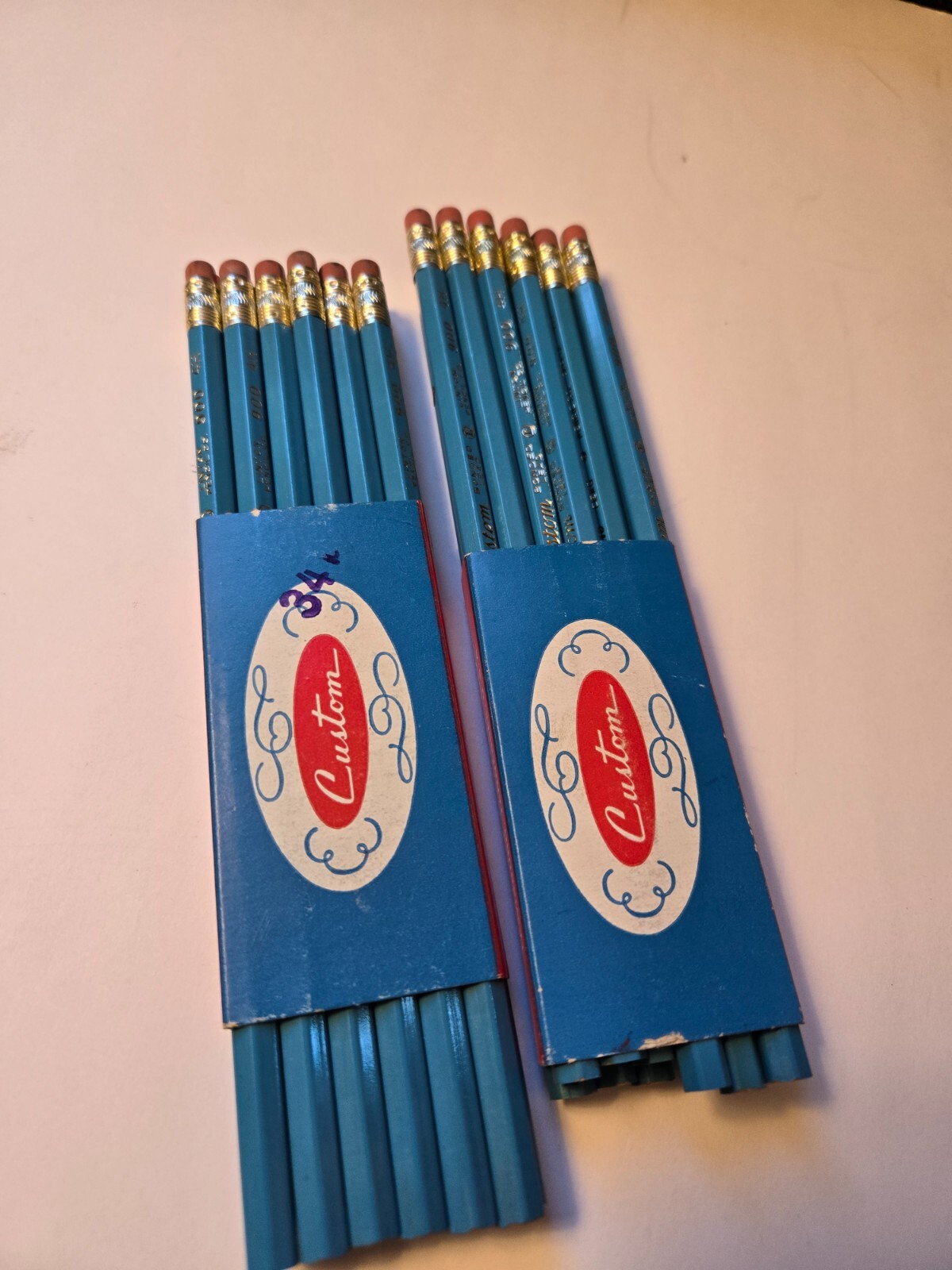 VINTAGE 24 BLUE LINTON PENCIL CO Custom Bonded Lead 900 4H WOOD PENCILS