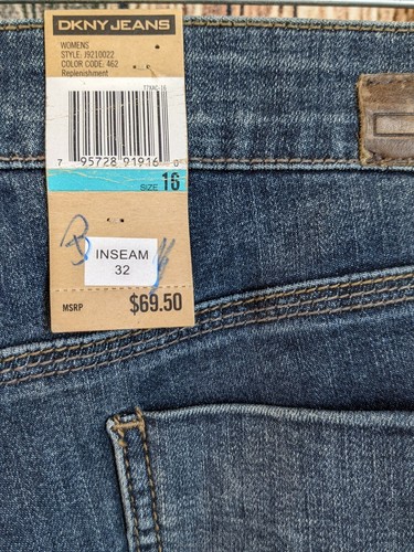 DKNY Soho Skinny Jean Womens Plus 16 Dark Wash Mid Rise 32" Regular Fit NWT - Picture 9 of 9