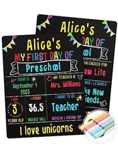 First  Last Day of School Chalkboard Sign inches, Double-Sided , My 11x14