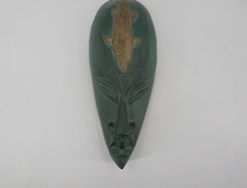 Green Wood Tribal Mask Tiki Fish African Hawaii Polynesian Aborigines Islanders