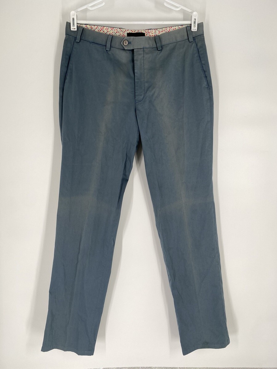 Hiltl Mens Blue Straight Leg Chino Trouser Pants Size 35x38