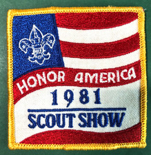 Vtg 1981 HONOR AMERICA SCOUT SHOW Boy Scouts Patch USA Flag BSA