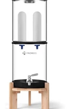 FACHIOO Glass Gravity-fed Water Filter System 2.25 Gallon Wooden Stand 2 Filters