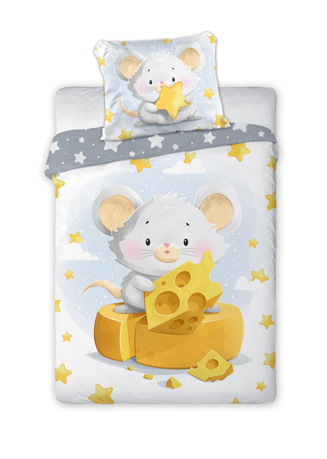 Set lenzuola bambino con topo e formaggio 2 pezzi 100x135 cm 100% cotone
