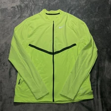 Nike Running Division Jacket Mens Large Neon Green Full Zip Athletic Dri-Fit